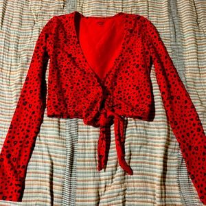 Sunday Best red leopard front tie shirt
